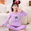 Pyjamas Children Pyjamas Winter Clothing Set for Boys Girls Tops + Pants 2st Sleepwear Suit Cartoon Cat Totoro Cotton Kids Pyjamasl231109