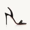 2023S Woman sandal luxury high heels AQuazzur& so nude Black suede Leather sandals slingback sandaies wedding party dress pumps open toe sling back sexy designer