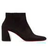 2023-Luxury Designer Woman Reds Sole Ankle Boot Black Calf Leather Chunky Heels Turela 85mm/55mm