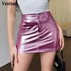 Skirts Skirts Fashion Metallic Mini Women Pink Silver Pockets High Waist Bodycon Bottom Sexy Party Clubwear Y2k Girls Clothes 94FJ