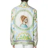 23SS Nowa koszulka Casablanca Designer Mężczyźni i kobiety oryginalne produkty mozaiki grecques unisex twill Silk Silk Casual Shirts