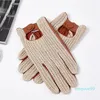 Designer Five Fingers Gloves Fashion Gloves Genuine Sheepskin Leather Glove Men Keep Warm Knitting Mittens