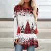 Damen-T-Shirt, Baumwoll-T-Shirt, Weihnachten, Schneemann, bedruckte Kleidung für Damen, Herbst-Winter, O-Ausschnitt, Pullover, übergroßer Festival-Pullover 231108