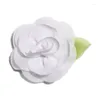 Hair Accessories 10PCS 5.5cm Born Fashion Rolled Fabric Flowers With Leaves For Clips Cute Chiffon