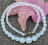 Kedjor smycken 6-14mm Sri Lanka Moonstone Jade pärlor halsband 18 ''