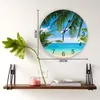 Relógios de parede praia Coco verde Árvore do céu Cleds Clock Round Style moda Design moderno da sala de estar decoração de quarto