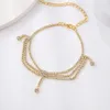 Boho Rhinestone Tennis Chain Anklet Foot Jewelry Simple Chain Leg Anklet Bracelet Party Beach Accessories