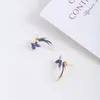Stud Earrings European And American Jewelry Fashion Hand-painted Enamel Glaze Three-dimensional Realistic Swallow Bird Personality