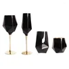 Plates Black Goblet Household Crystal Glass Red Wine Champagne Luxury Cup Dinnerware Party Bar Cocktail Juice Decoration Drinking Set