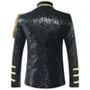 Mens Suits Blazers Shiny Sequin Blazer Men Glitter Chain Military Dress Tuxedo Suit Jacket Nightclub Stage Show Cosplay Masculino 231109