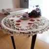 Table Mats Rural Style Embroidery Tablecloth Floral Lace Round Cover Decor Washable
