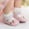 First Walkers Kidsun Baby Shoes Born Girl Princess Pu Toddler Bow Decor Rubber Sole Antislip Walker 018M 231109