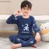 Pyjama's 2-14 jaar Peuter Baby Kids Unisex Casual Pyjamapak Cartoon Beer Print Lange mouwen Tops + broek Jongens Meisjes NachtkledingL231109