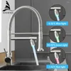 Kitchen Faucets Water Taps Faucet With LED Sprayer Single Handle Hole Two Spouts Outlet Sink Tap 866039