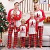 Familjsmatchande kläder mode god jul pyjamas set söt trädtryck sömnkläder år julplädda lapptäcke 231109