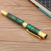 Luxury Ice Flower Rollerball Pen Metal Green Golden Clip Stationery Student Office School Supplies