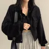 Vestes pour femmes Veste courte en velours côtelé pur simplement vintage mode coréenne boutonnée vêtements baggy tempérament adolescents streetwear 231109