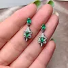 Stud -oorbellen kjjeaxcmy fijne sieraden 925 sterling zilver ingelegde natuurlijke smaragd vrouwen elegante planten dem oor noppen ondersteunen deticeren