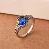 Clusterringen Vintage Ring 925 Zilveren sieraden met saffier edelsteen vinger voor vrouwen bruiloftsfeestje Geschenk ornamenten Groothandel formaat