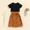 Kleidung Sets Kinder Baby Mädchen Kleidung Set Sommer Kurzarm Einreiher Cropped T Tops Leopard Röcke Bohemian Outfits