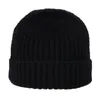 Basker solid färg curling kort stycke män stickad hatt hålla varm stickning höst vinter unisex skalle cap beanie