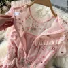 Robes décontractées Luxruy mode printemps été rose maille fleur broderie robe 2023 nouvelles femmes élégantes à manches courtes volants Tulle genou Vestidos