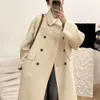 Hair Baby Camel Fleece Korean Version Sided Cashmere Women's Coat Double Breasted Button Autumn And Winter Long Style