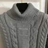 Women Twist Knit Vest Sweater Classic Turtleneck Knitwear Black Gray Vests High Quality Sweater Tees Clothes