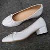 channel shoes bow Ballet High Heels Shoes Woman Basic Pumps Fashion Two Tone Stitching Round Bow Work Shoe Fashion Party Women Shoes Pump