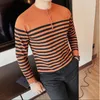 Sweaters voor heren 2023 Autumn Winter Striped gebreide trui voor mannen Lange mouw Slim Fit Round Neck Casual Business Pullover Clothing