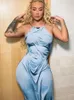 Abiti casual Stampa sexy Y2K Backless Cami Long per le donne 2023 Party Club Abiti blu aderente Maxi abbigliamento streetwear