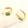 Hoop örhängen parade vintage grön zirkon för kvinnor rostfritt stål guldfärg sliver party modedesigner