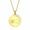 Pendentif Colliers Cendres pour chiens en acier inoxydable ouvrable rond en métal femmes hommes imprimer os urne commémorative pour animaux de compagnie bijoux de crémationpendantpendant