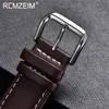 Titta på band Remzeim Calfskin Leather Watchband Soft Material Watch Band Wrist Strap 18mm 20mm 22mm 24mm med silver rostfritt stål spänne 231109