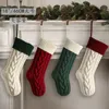 Christmas Decorations Knitted Christmas Stockings Hanging Piece Color Matching Large Capacity Gift Bag