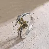Pierścienie klastra 925 Sterling Srebrny Złoty Kolor Dragonfly Pierścień dla kobiet mężczyzn Bohemian Regulowal Thai Para Wedding Empagement