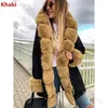 Women's Down Parkas Fur Collar Leather Wool Coat Fall Winter Y2K Long Parka Sleeve Keep Warm Thick Women Hooded Jackets 231109