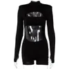 Casual Dresses Hirigin Design Stylish Sexy Women Half High Collar Long-Sleeved Hollow Tight-passande hög midja Play-dräkt Streetwear Y2kcasual