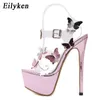 top Style Platform Gladiator Ankle Strap Women Sandals Sweet Purple Bow-knot Transparent Pumps 17CM Summer Ladies Shoe 230306