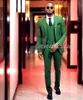 Мужские костюмы Blazers 2023 Последние брюки Green Men Suit Prom Tuxedo Slim Fit 3 Piece Groom Wedding for Custom Blazer