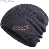 Gorro/bonés de caveira gorro de malha chapéu de inverno térmico grosso polar lã boné de caveira de neve para homens e mulheres chapéu de outono mais veludo chapéu de malha de trigo YQ231108