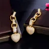 Mode charm hart oorrangontwerper voor vrouw koper vol witte aaa kubieke zirconia 18k goud zilveren long dames liefde oorbellen sieraden bruid bruidsgeschenk formaat 6cm