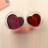 Kupalar kalp aşk şekli cam kahve kupa bardağı çift duvar içme çay sütü suyu su bardakları ısıya dayanıklı içecek seti sevgilisi hediye