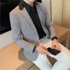 Men's Suits British Style Slim Elegant Fashion Business Casual Dress Tuxedo Spliced Collar Plover Case