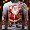 T-shirts pour hommes Noël pour hommes Imprimer Coton à manches longues Santa T-shirt Overzied Vêtements Streetwear Casual Top Tee Hommes Vêtements 231108