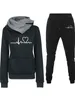 Zweiteilige Damen-Hosen, Damen-Trainingsanzug mit Buchstaben, 2 Outfits, lässig, langärmelig, Pullover, Sport-Set, Sweatsuits, Herren-Kapuzenpullover, Jogginghose, Schweiß