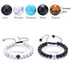 Strand natural multi-pedra lava fosco howlite contas tecer corda de náilon artesanal 8 mm redondo frisado pulseira para unissex mulher homem jóias