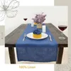 Chemin de table élégant couleur unie 100% pur lin chemin de table événement fête fournitures tissu décoration noël Dooly 230408