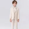 Kläderuppsättningar Fashion Boys Suits kläder Solid Dop Set Suits Flower Wedding Childres Suits kläder 3st 3-12y conunto 231108