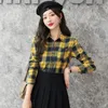 Kvinnors blusar Plaid Shir Korean Work Clothes Shirt Women's 21 Spring Fashion Bow High Quality Leisure Professional Top